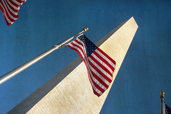 Washington Monument with Encircling Flags
