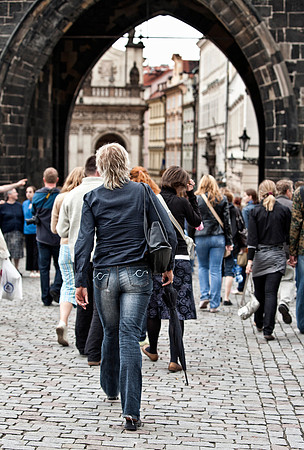 Tourists on Charles Bridge