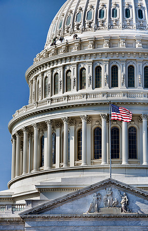 US Capitol Building Workers on the Dome