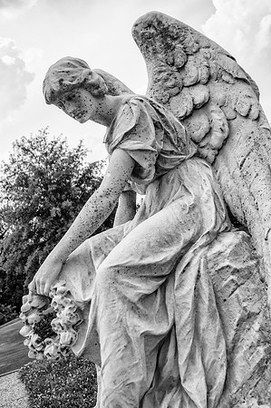 Stone Angel with Wreath