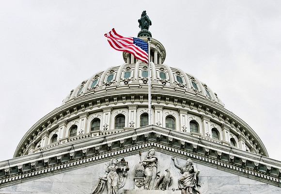 US Capitol Building Dome with Flag